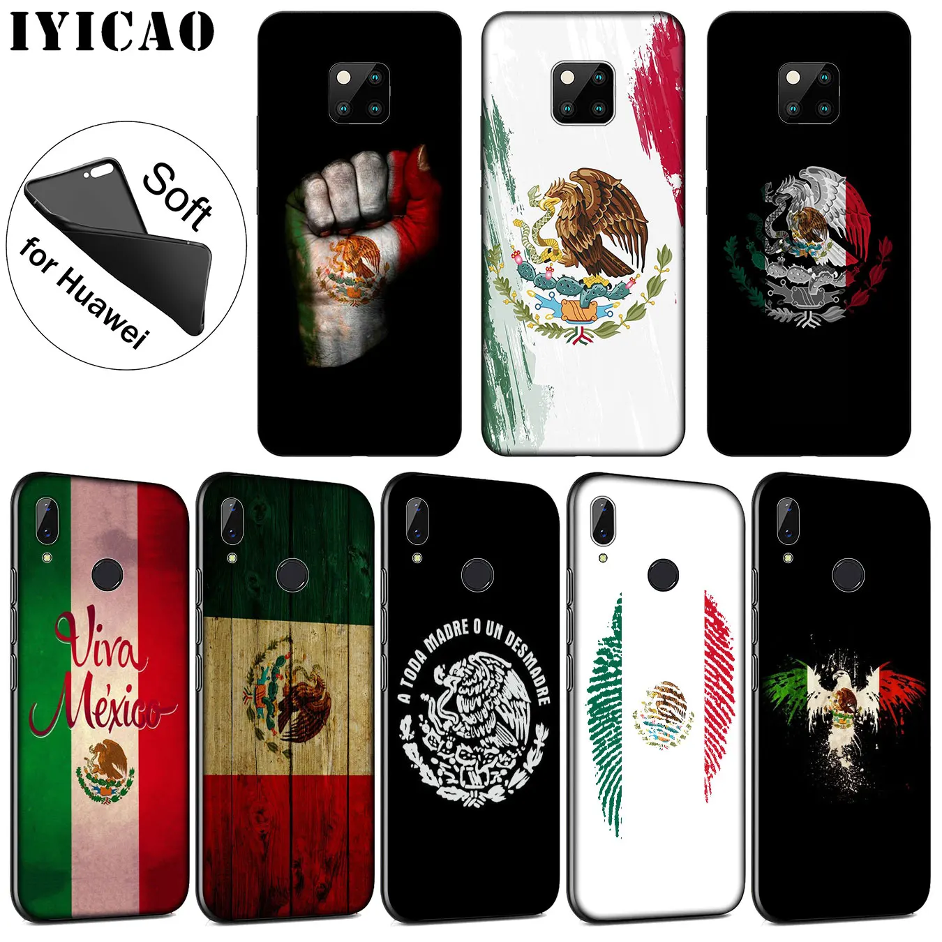 IYICAO mexico flag Black High Quality Soft Phone Case for Huawei Mate 30 20 10 Pro Nova 5I 5T 5 4 4E 3i 3 2i Lite Smart |