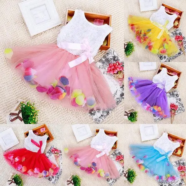

2018 New Baby Girls Kid Princess Tutu Dress Lace Bow Flower Vest Dress Mini Dress Wedding dress