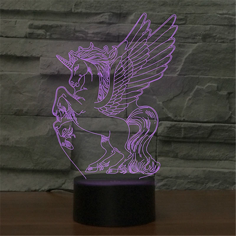 

7 Colors changing 3d Flying Horse Night Lights led Battery Powered Night Light USB Table Lamp Home bedroom decoration led Xmas