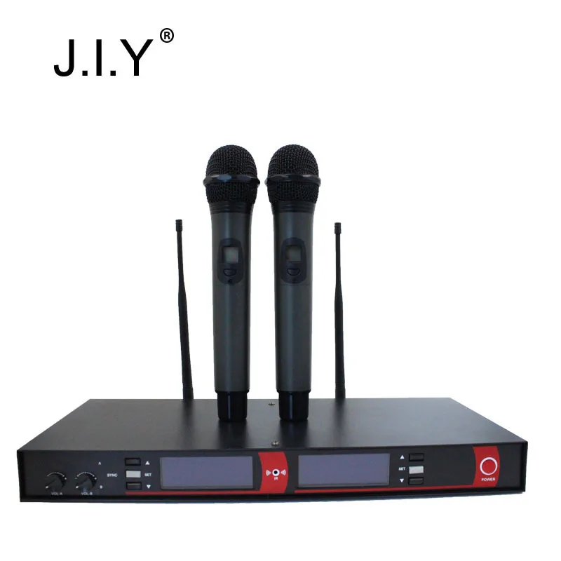 

JIY Professional Wireless microphones mixer audio 2 x Wireless Radio Microphone + Receiver system Mic for KTV stage performance