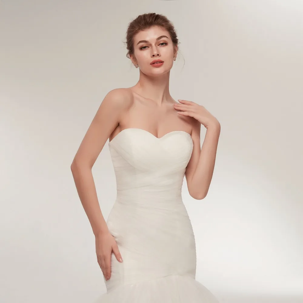 Walk Beside You Свадебные платья русалки vestidos de novia фатиновое годе Плиссированное винтажное богемное свадебное платье со шлейфом