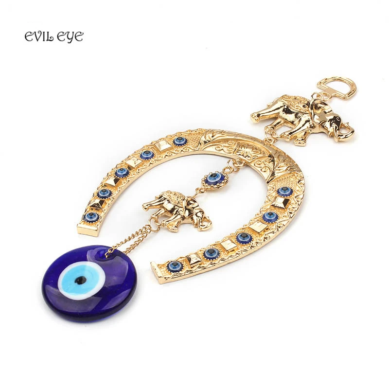 Этническая Стиль evil eye брелок повезло золотой слон брелок ювелирные украшения Best подарки для друзей