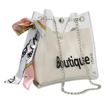 2018 Women Brand Mini Small Shoulder Bag Clear Transparent Drawstring Girls Cute Composite Bag Female Handbags ins fashion women chains shoulder bag clear totes round handle drawstring bucket bag female handbags transparent composite bag