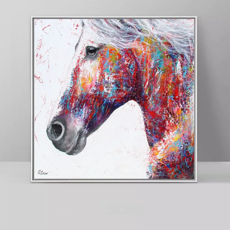 Самоотверженные граффити искусство лошадь картины красочные голова лошади картины для гостиной стены Искусство животных декоративные принты без рамки - Цвет: horse color2