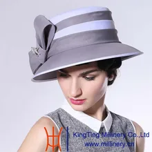 June’syoung Summer New Fashion Chiffon Hats 100% Chiffon Classical Grey White Elegant Lady Wedding Dress Female Fedoras Hat