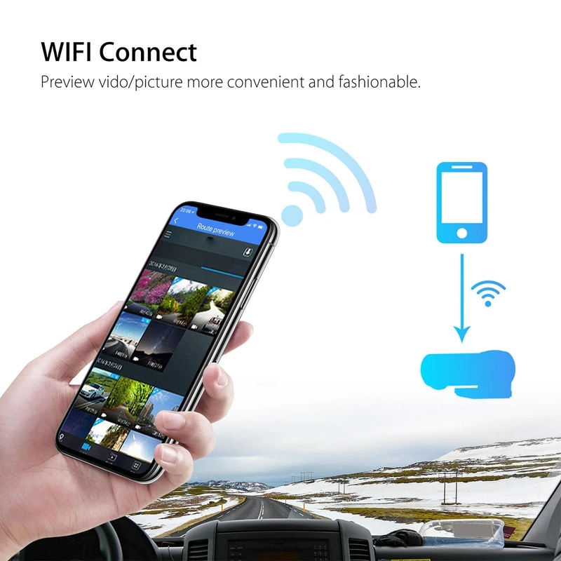 Автомобильный видеорегистратор на английском языке Avi Wifi 1080P 170D Fhd Wrd