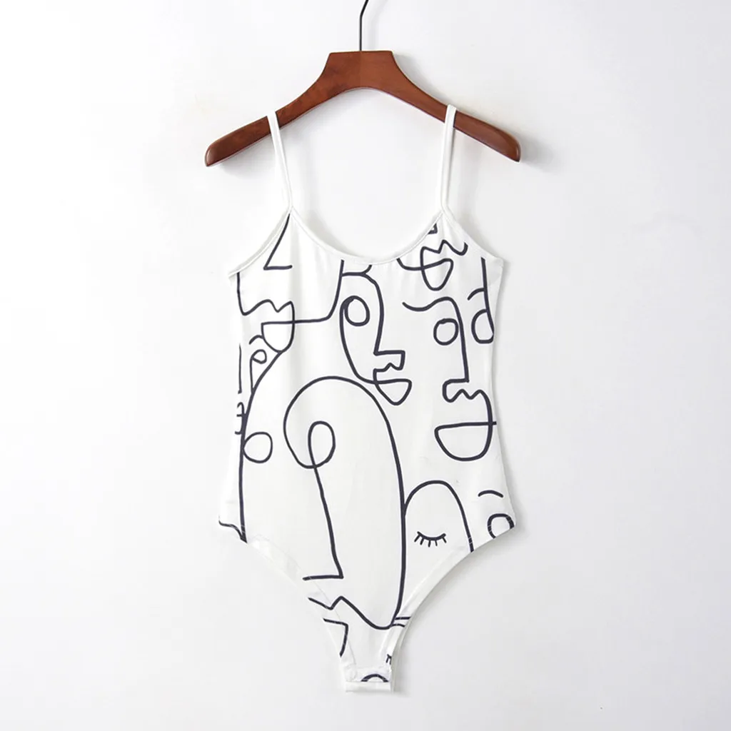 

Fashsiualy NEW Fashion Spring Sexy Sling Bodysuit Jumpsuit Ladies Print Sexy Slim Sling Jumpsuit Siamese Clothes