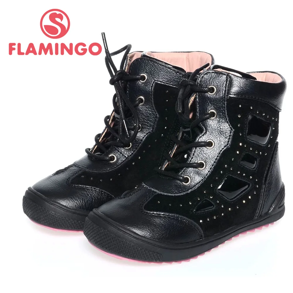 

FLAMINGO high quality fashion spring/autumn leather children's shoes for girl 2015 new collection anti-slip boots XB4859