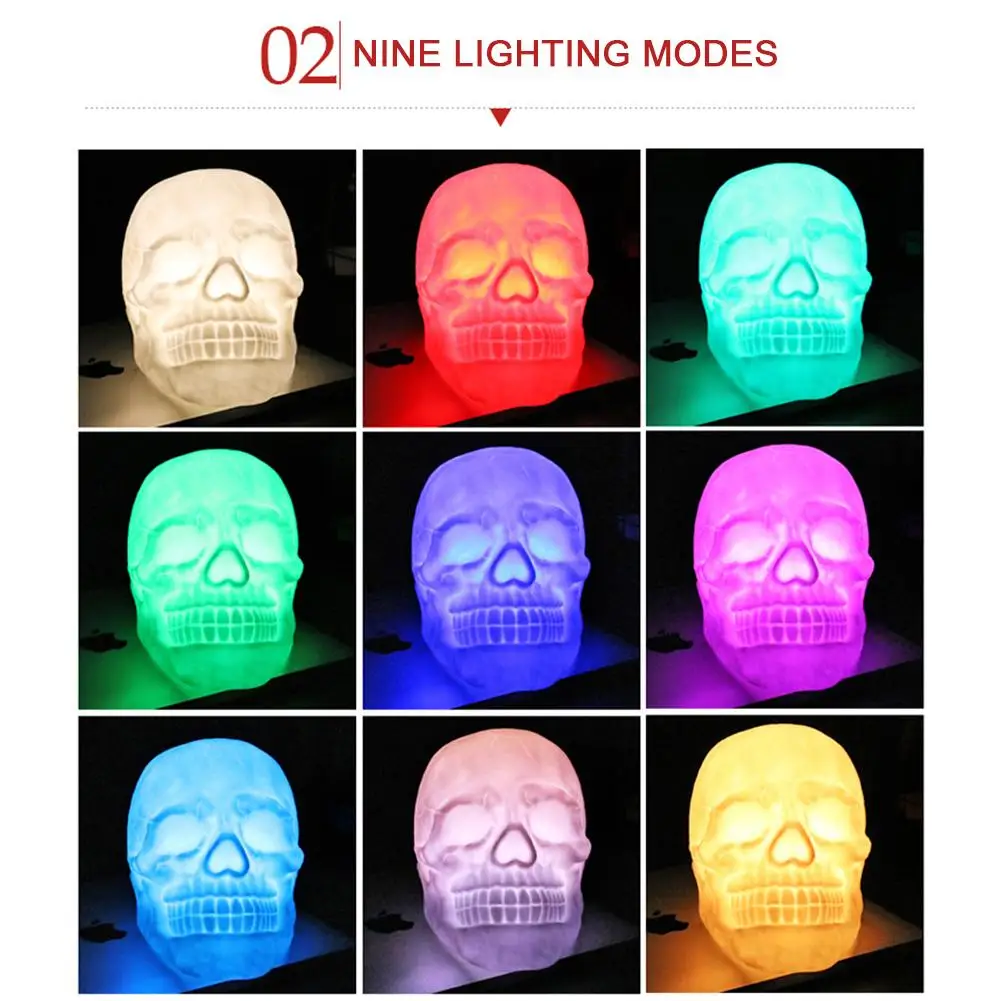 Светодиодный пульт дистанционного управления RGB Wacky Skull Patting Light Trick ночник настольная лампа