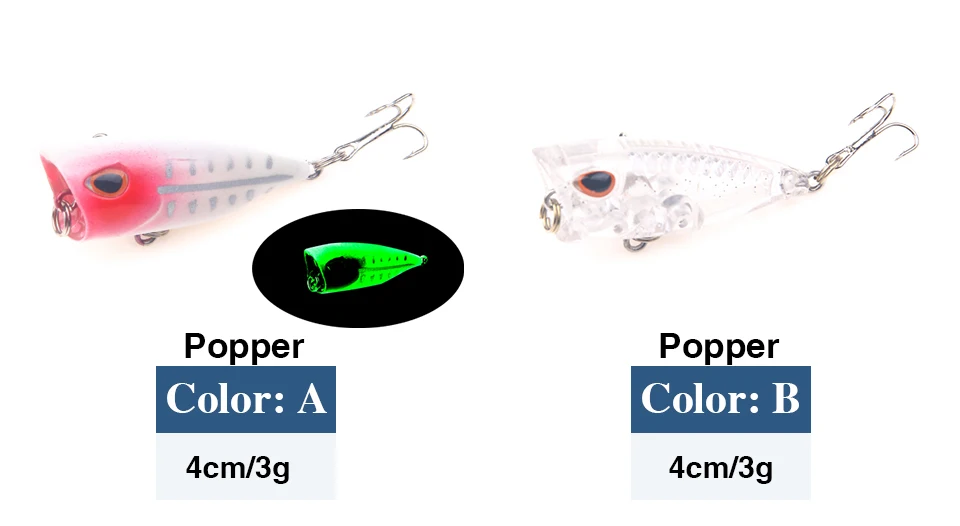 Поппер, рыболовные приманки, 4 м, 3 г, искусственная плавающая рыболовная жесткая рукоятка, приманка, 3D воблеры для глаз, светящиеся басы, щуки, кренкбейты, снасти