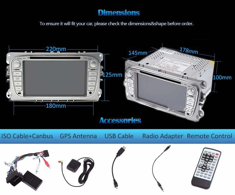 Best 2 Din Android 8.01 Quad Core HD 1024*600 Car DVD Player for Ford Focus Mondeo S-Max Cmax Galaxy car Audio Radio Stereo Head Unit 5