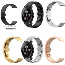 Часы-браслет для Xiaomi Amazfit, металлический ремешок из нержавеющей стали, ремешок Huami Amazfit Stratos, ремешок Amazfit pace, 2 ремешка, 22 мм