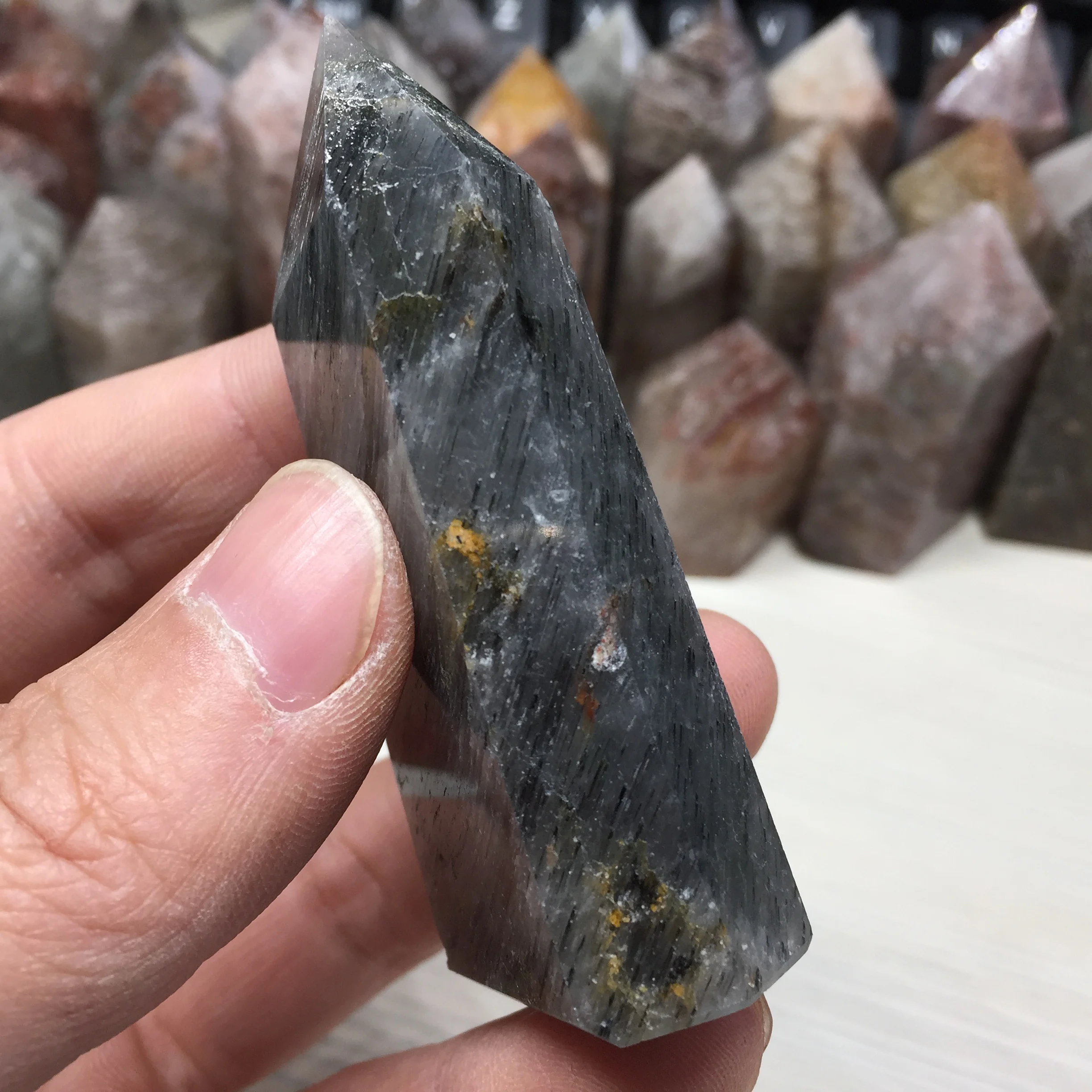 61 г натуральный лечебный Phantom Quartz Crystal Wand Clear Hierarchy Details Decoration Stone # BH1218 | Дом и сад