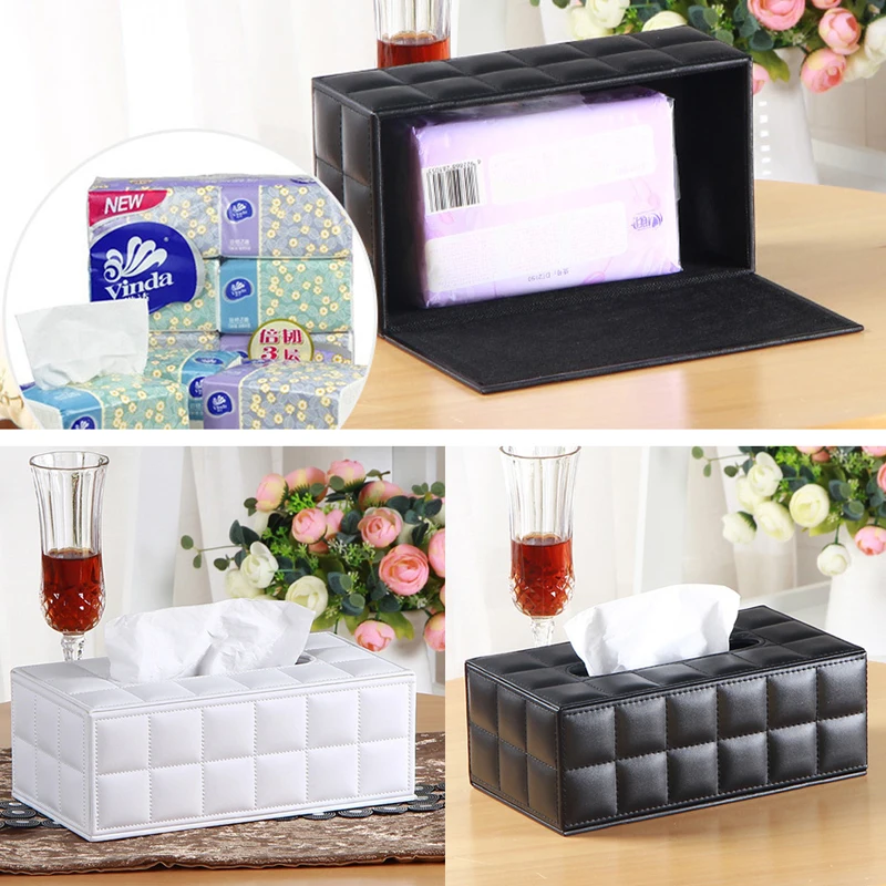 

Free delivery Durable Leather PU Standard Tissue Box Holder For Home Office Car Rectangular qiang