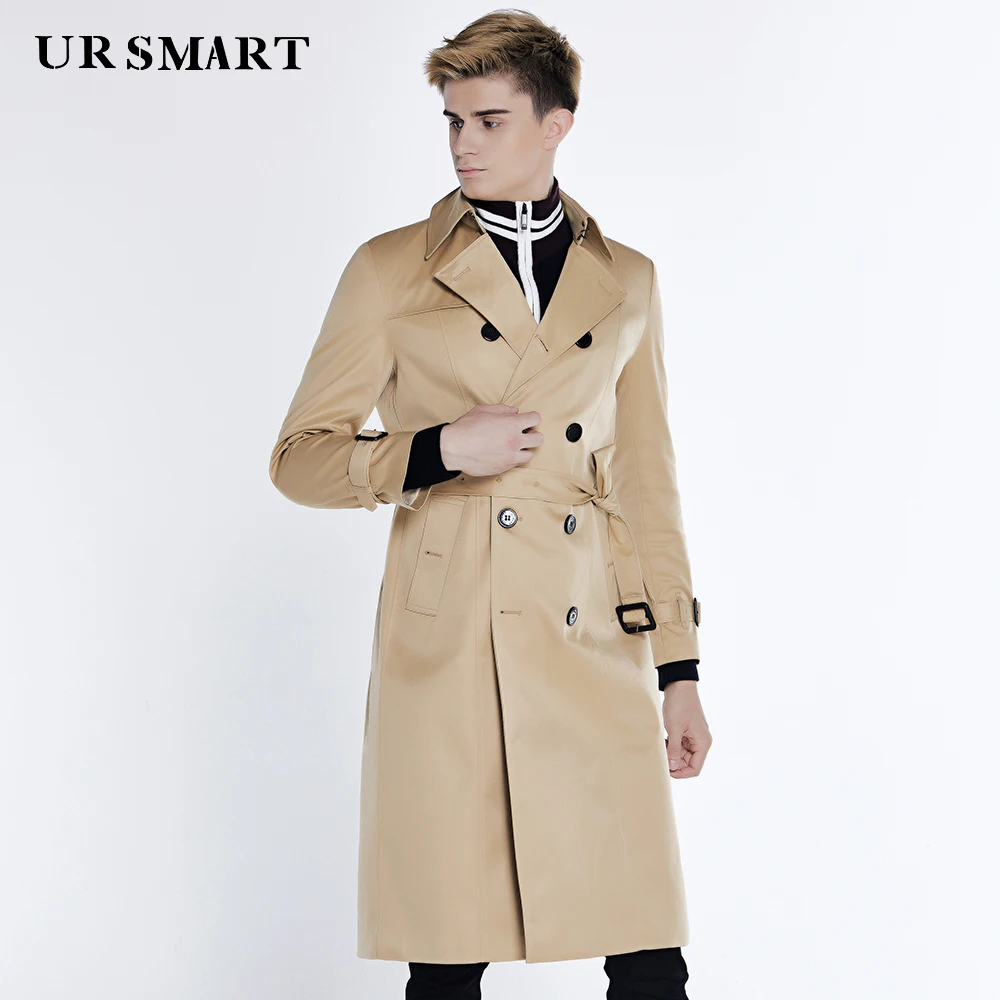 URSMART Paragraph dust coat grows double breasted men contracted high ...