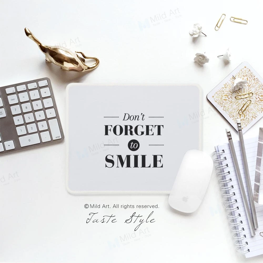 

Mild Art Black and White Minimalist Inspirational Quotes Typography Smile Nordic Large Custom Prints Gaming Computer Mouse Pads