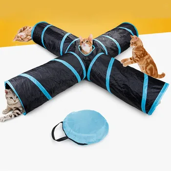 

MultilWays Cat Tunnel Collapsible Pet Toy Tunnel Ball Puppy Rabbit Animal Play Sound Toy Exercise Tunnel Cave Interactive
