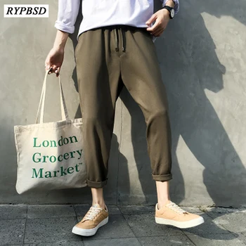

2018 New Loose Casual Male Pants Joggers Men Cotton Harem Pants Linen Pants Men Fashion Drawstring Male Trousers