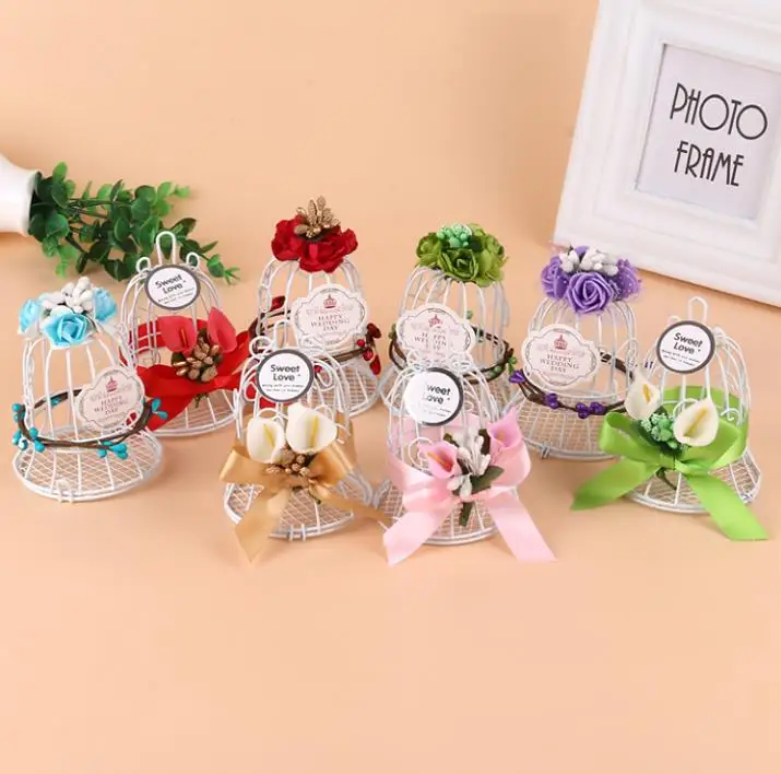 Forest Wedding Decor Crafts Metal White Bird Cage Candy Box