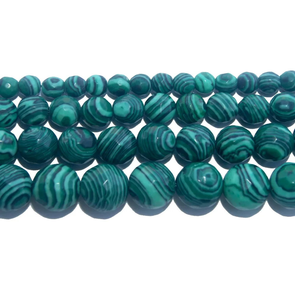 

Faceted Natural Stone Green Malachite Loose Beads 4 6 8 10 12 MM Pick Size For Jewelry Making DIY Bracelet Necklace Material