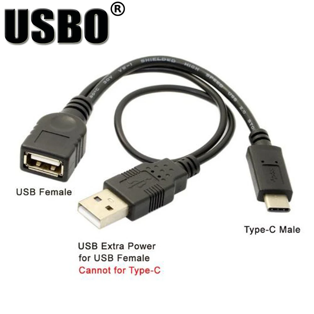 

High quality black USB3.1 Type C data line high speed Type-C male to female USB 2.0 OTG USB connection cable with power supply