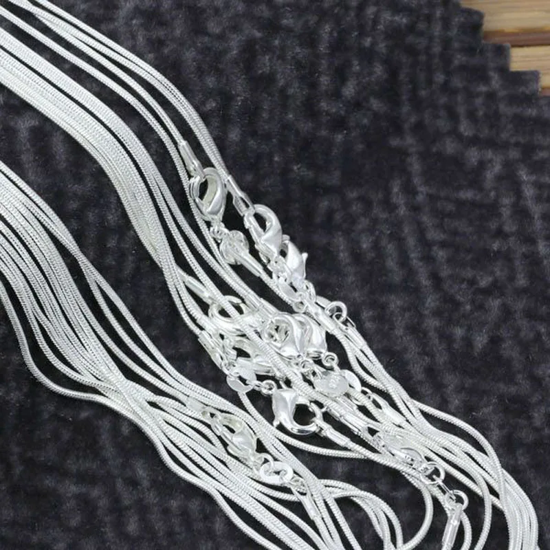 Wholesale lots 5pcs/lot Silver Snake Chains 1mm Silver-Plated Chain Necklaces For Women 16&quot-30&quot | Украшения и аксессуары