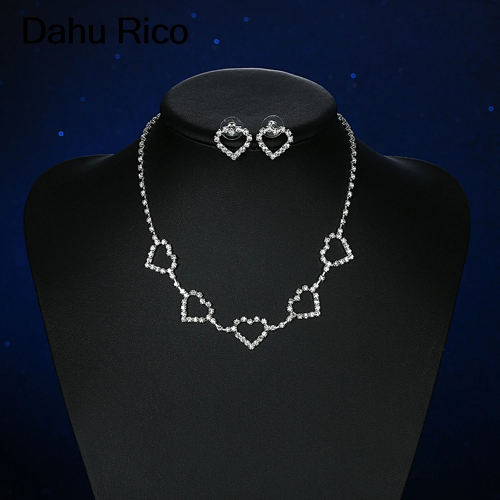 Сердце boucles d'oreilles pendientes наборы Свадебные украшения для невест серебряный цвет
