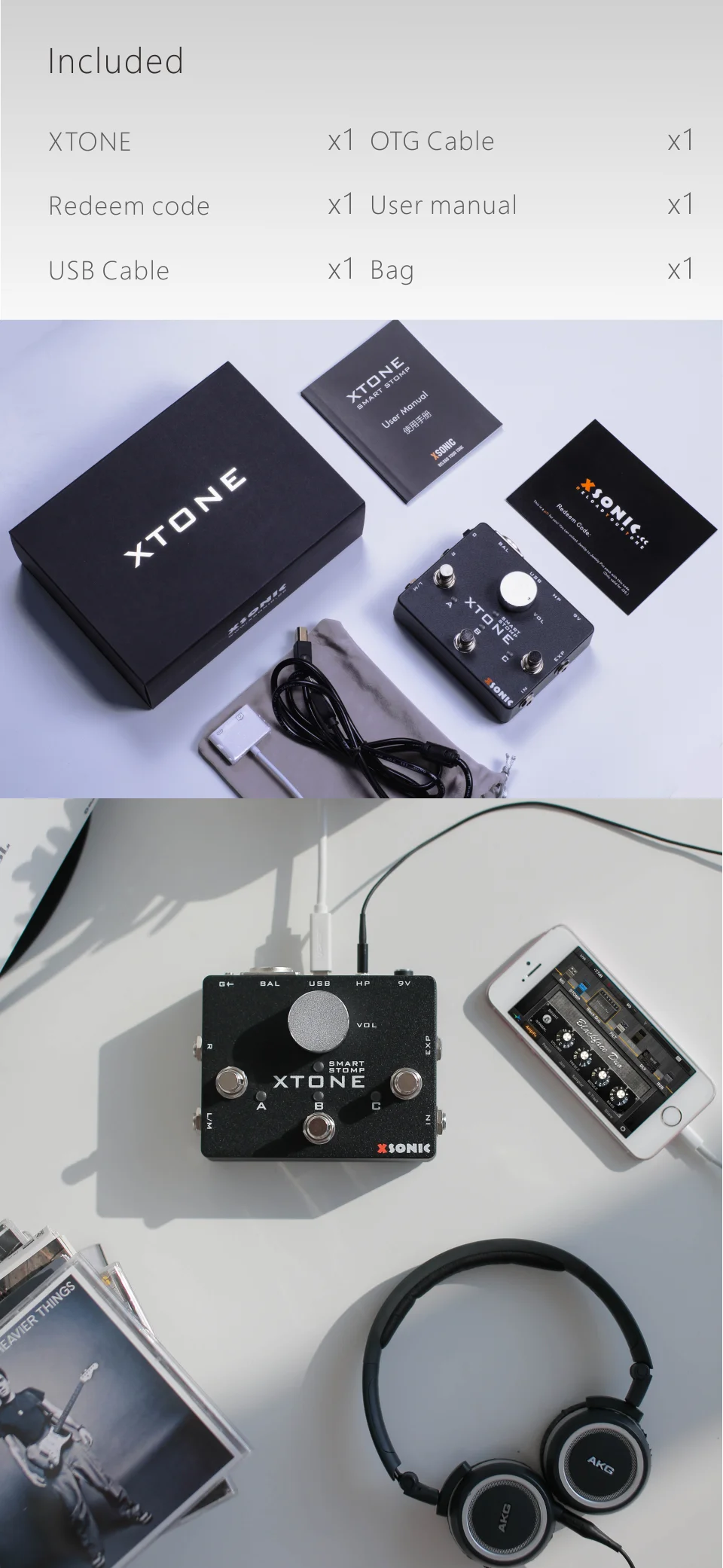 XTONE 192K мобильный интерфейс гитары с MIDI контроллером для iphone/ipad/PC/MAC и ультра низкой задержки