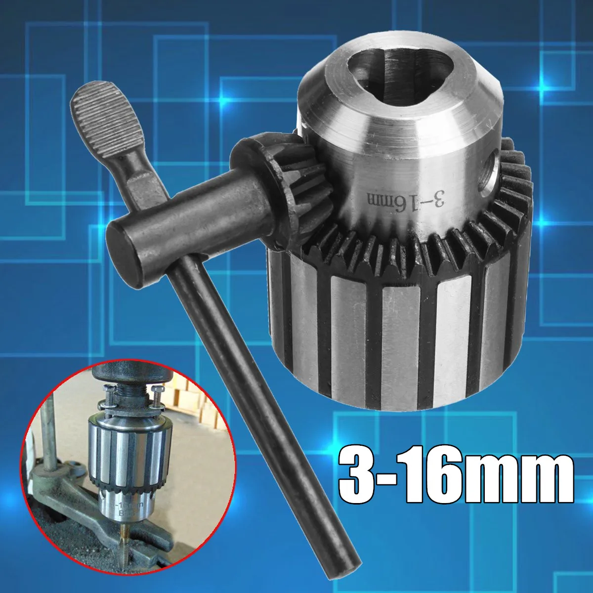 

3-16MM B18 Key Type Clamp Drill Chuck Converter Lathe Shaft Mount Removable