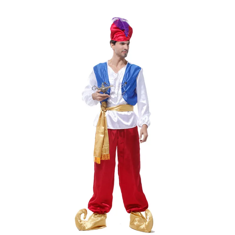 Umorden Purim Carnival Party Halloween Costumes Adult Men Aladdin Costume Arab Aladdin Prince Cosplay Kids Boys Family