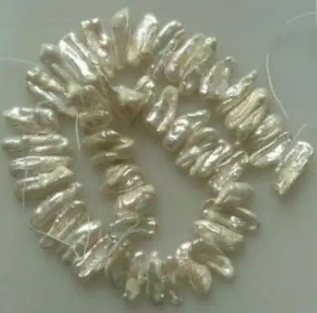 

8x20mm white tooth shape freshwater pearl beads loose 15''AAYP