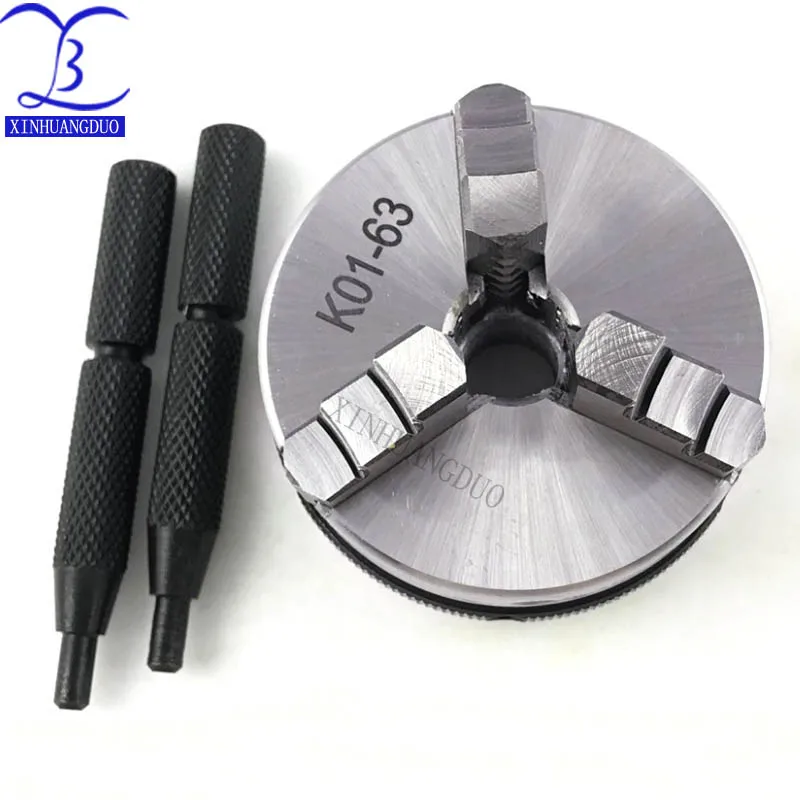 

K01-63 63mm 3-jaw chuck 2.5 inch linkage,manual chuck threaded hole fou mini lathe woodworking, machine tool accessories