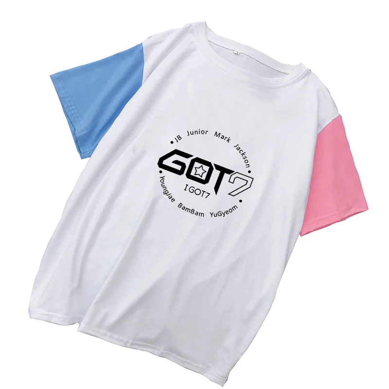 Camiseta Mujer Streetwear T Shirt Women Casual Korean GOT7 Tshirt Tops Loose Kpop Short Sleeve Colorblock Cotton Tee Shirt Femme (2)
