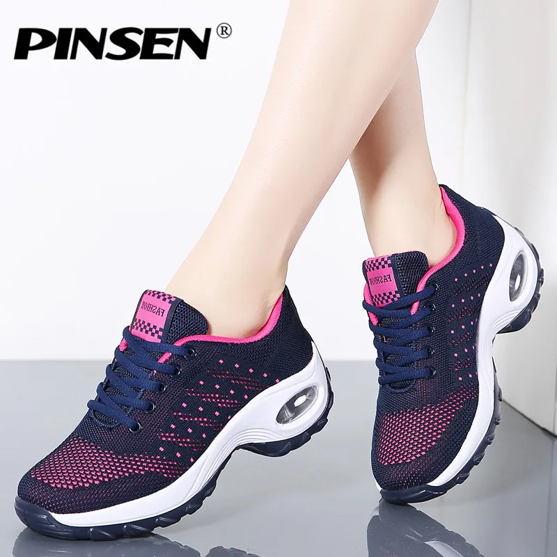 

PINSEN 2019 Spring Casual Women Shoes Breathable Mesh Lace-up Shoes Women Flat Platform Sneakers Ladies Shoes chaussures femme