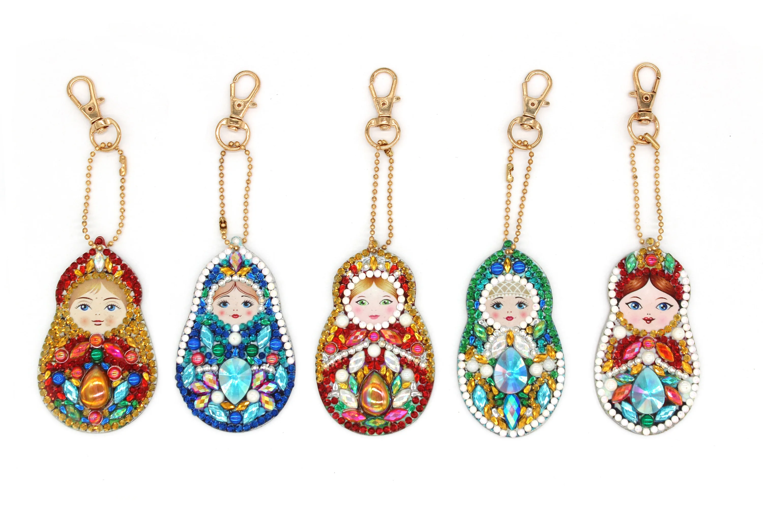 

2019 New Arrival Design Russian Doll Keychain 5pcs Russian Diamond Painting Full Drill Resin Artwork Birthday Gift YSK24