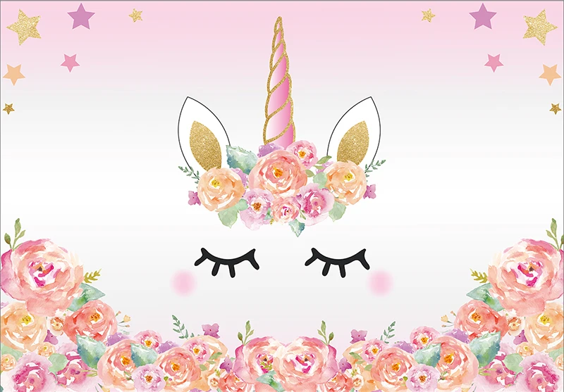 Allenjoy-pink-unicorn-photography-backdrop-birthday-flower-banner-Dessert-table-Background-photobooth-photocall-original-design