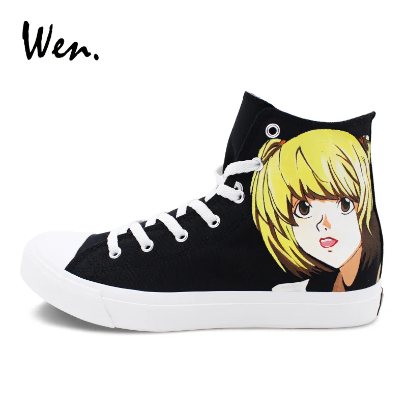 Холщовые кроссовки Wen черные Аниме Дизайн Death Note L.Lawliet Misa Amane Вулканизированная