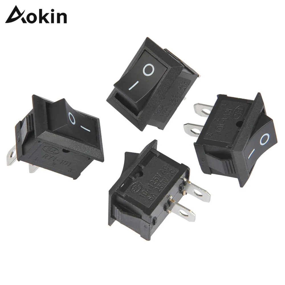 

1Pcs Black Push Button Mini Switch 6A-10A 250V KCD1-101 2Pin Snap-in On/Off Rocker Switch 21*15MM