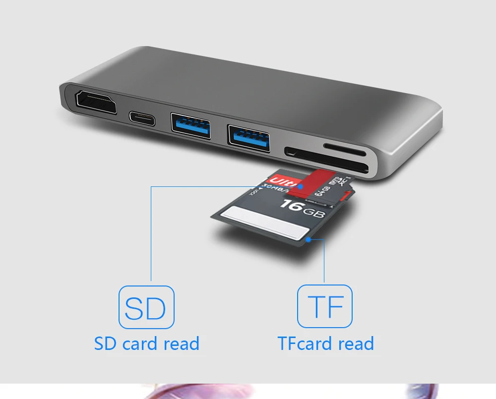 Новейший type-c 3,0 к HDMI/Кардридер/концентратор адаптер Поддержка 4 к 5 Гбит/с для нового VGA кабель Surface Pro 4