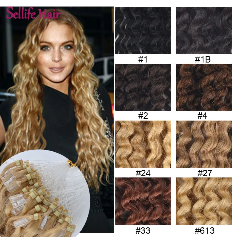 100strands 20"/ 50cm Micro Rings/Links/Loops Curly Hair Extension 0.5g