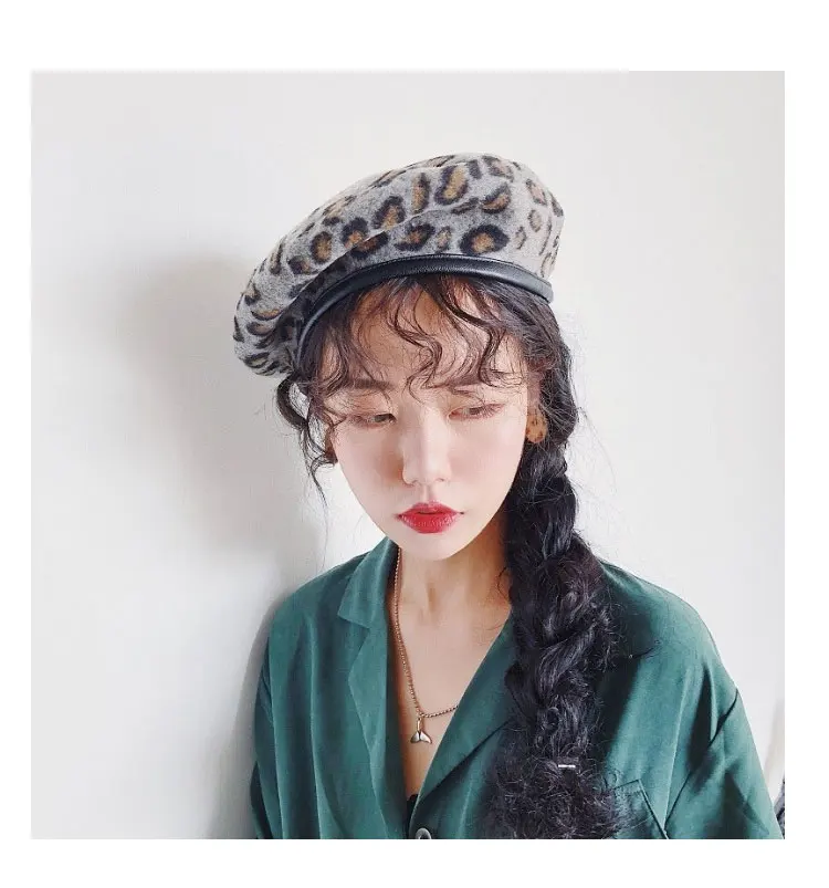 beret hats for women Beret Leopard Autumn Winter beret women        berets caps for women (10)