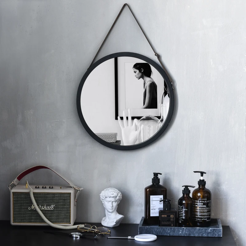 

Nordic Cosmetic Mirror Wall-mounted Bathroom Bathroom Round Mirror Room Wall-mounted Decorative Mirror Wall Mirrors