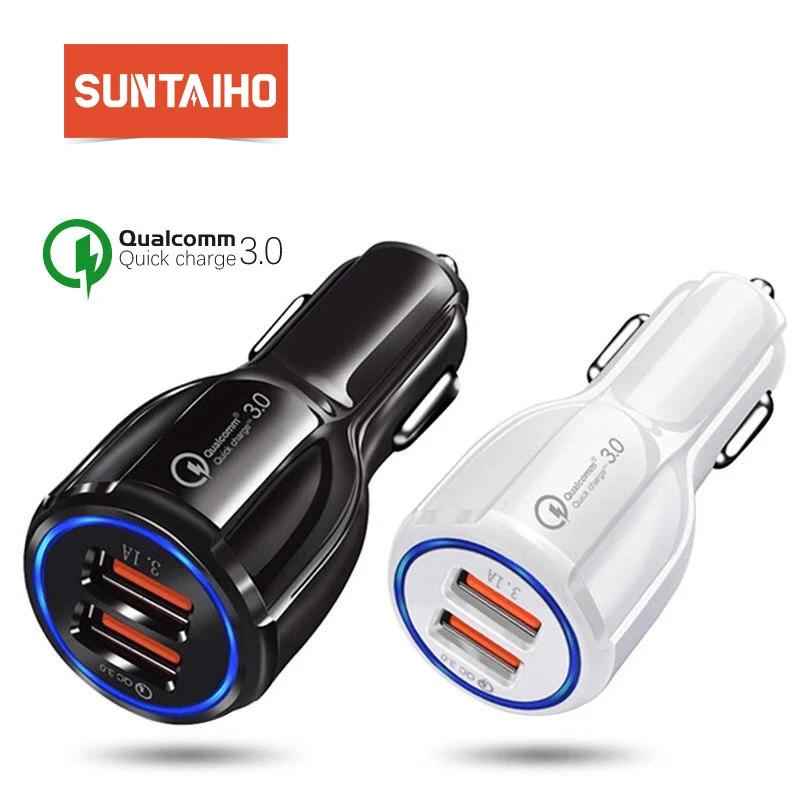 

Suntaiho QC 3.0 Car Dual USB Charger Quick Charge Mobile Phone Fast Charger for iPhone Samsung S10 +Tablet Mini Usb Car Charger
