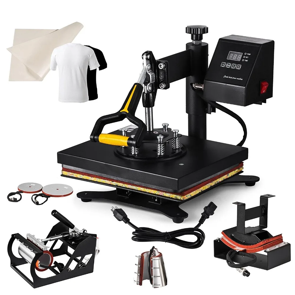 

Heat Press Machine 6in1 30x25cm Multifunction Sublimation Desktop Iron Baseball Hat Press 12x10" Digital Swing Away GOOD
