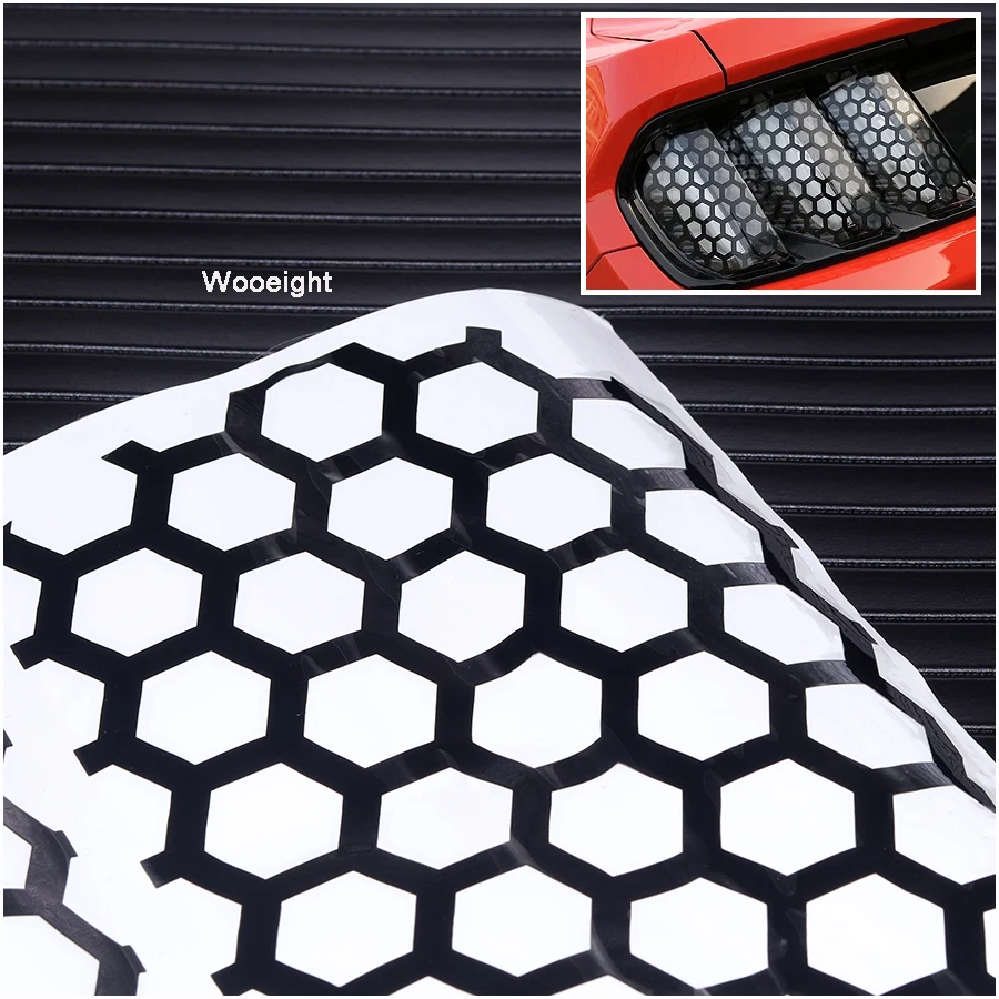 Wooeight Car Styling Rear Tail light Lamp Honeycomb Cover Decoration Stickers For Ford Mustang 2015 2016 2017 (6)