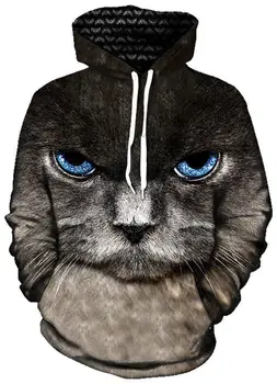 

2018 Printed EYE OF THE KITTY UNISEX HOODIE Famous Brand Harajuku Oversized Hip Hop Men Sweatshirt