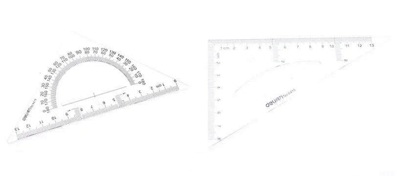 Deli пластиковая треугольная линейка студенческий Канцелярский набор линейка Лоскутная линейка шаблоны для рисования треугольная линейка с транспортиром