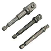 3pcs/set Socket Adapter Set Hex Shank to 1/4