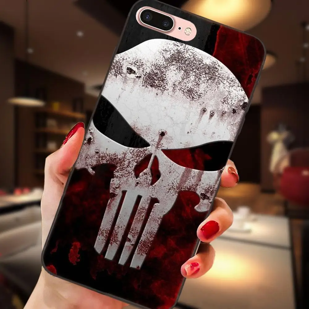 Мягкий чехол для телефона Comic Black Каратель логотип Apple iPhone 4 4s 5 5S SE 6 S 7 8 Plus X XS Max