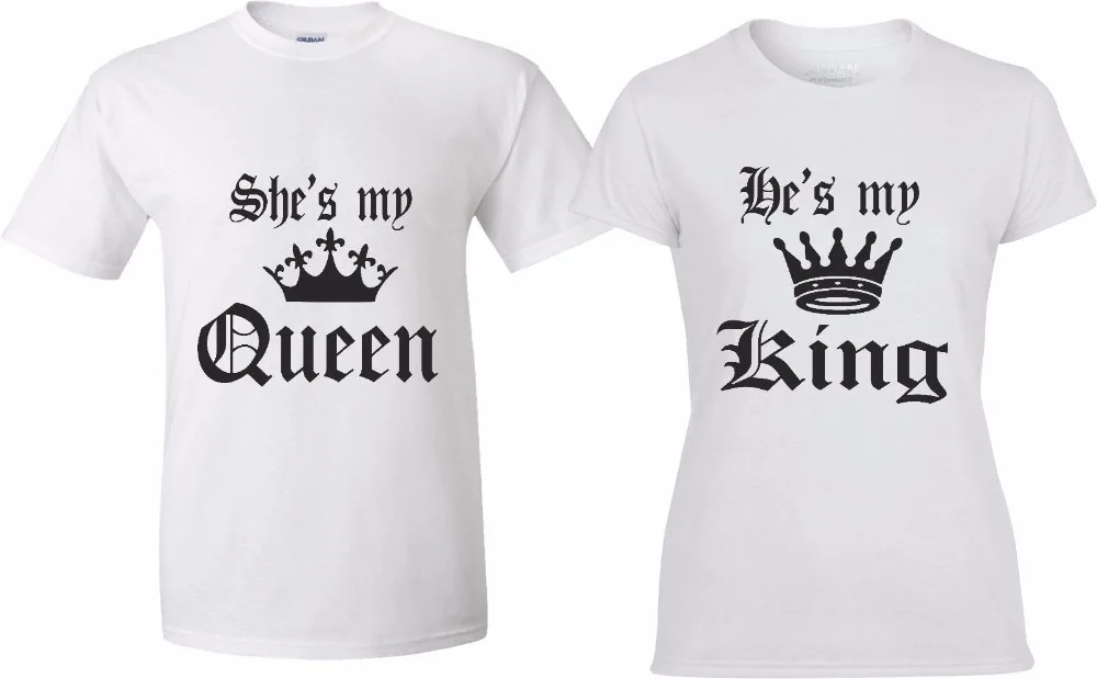 19 Newest Letter Print Short Sleeve T Shirt Men He S My King And She S My Queen Couple Matching Love Valentinecustom T Shirts T Shirt Men Short Sleeve T Shirtt Shirt Aliexpress